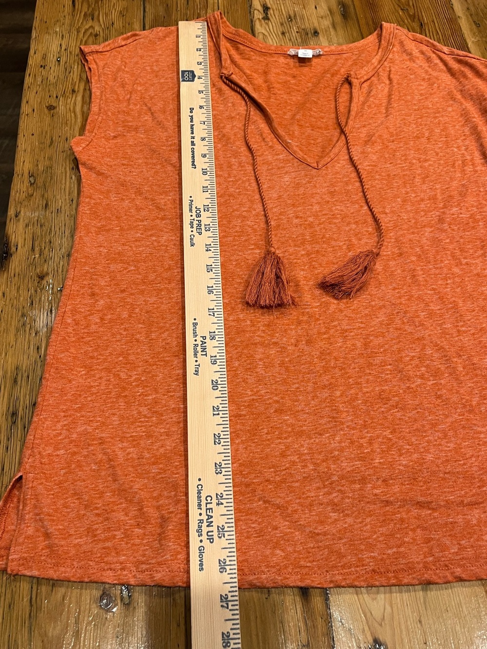Melrose and Market Heathered Orange Knit V-Neck Top EUC - Picture 5 of 5